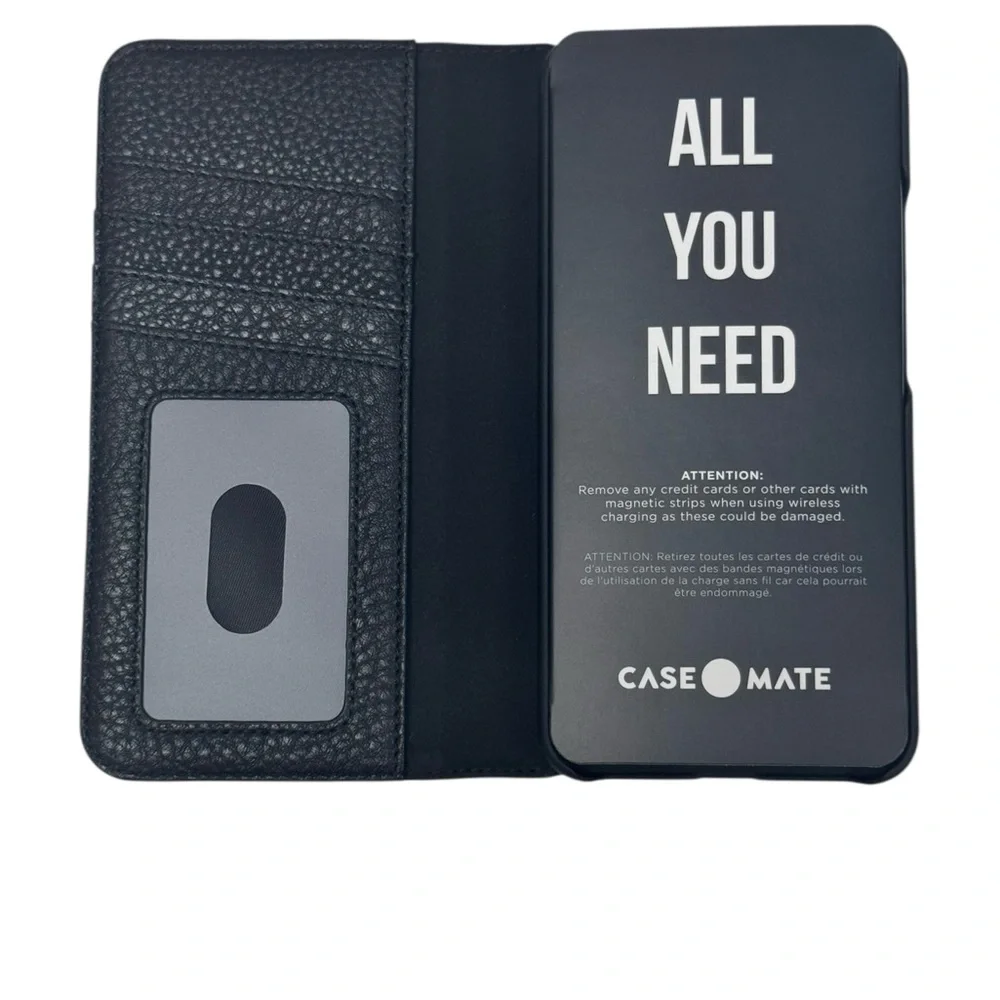 Samsung Galaxy S22+ Black Pebbled Leather Wallet Folio by Case-Mate